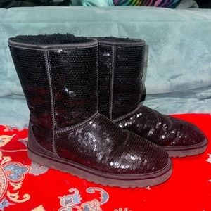 Ugg black shiny boots